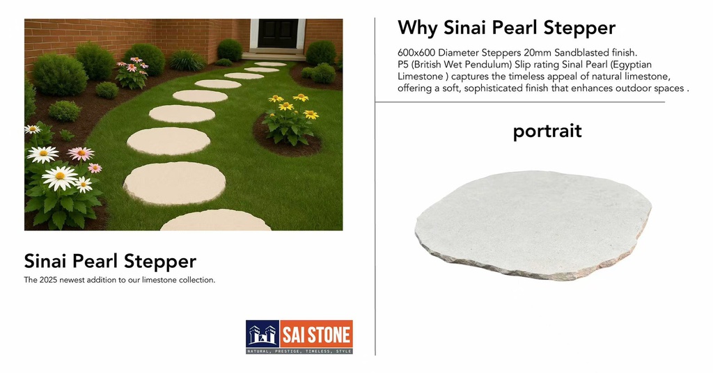 Sinai Pearl Diameter 600x600 steppers 20mm Sandblasted