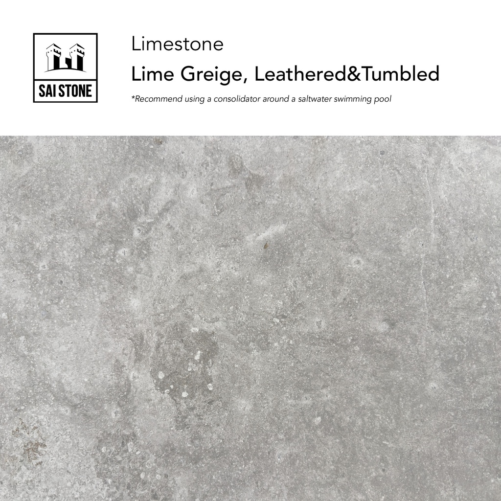 Lime Greige Limestone  Paver 600x400x18 Leathered+Tumbled**Recommend using a consolidator around a saltwater swimming pool**